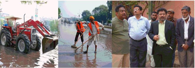 شاہ فیصل ٹائون میں رین ایمرجنسی پلان پر عمل درآمد کرتے ہوئے شاہراہوں ، گلیوں اور کازویز سے برساتی پانی کی نکاسی یقینی بنا دیا گیا