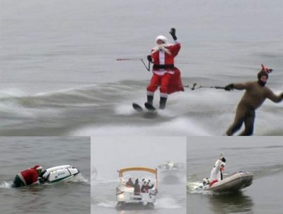 Santa Claus Water Skating