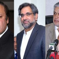 Nawaz Sharif, Ishaq Dar, Shahid Khaqan Abbasi