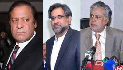 Nawaz Sharif, Ishaq Dar, Shahid Khaqan Abbasi