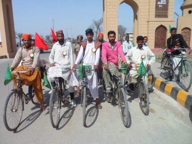 شیخوپورہ سے امام بری مزار اسلام آباد حاضری دینے والے 22 سائیکل سواروں کا قافلہ وزیرآباد پہنچ گیا