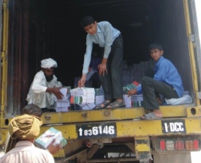 Student Moving Textbooks