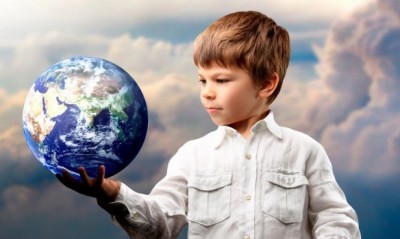 Child with World Globe