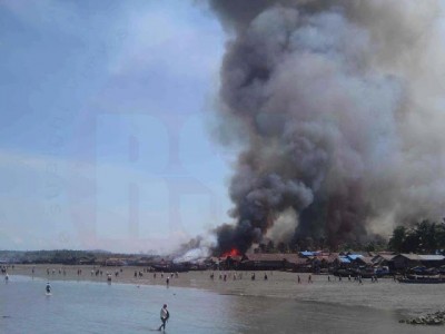 Kyaukpyu town Fishing village burning