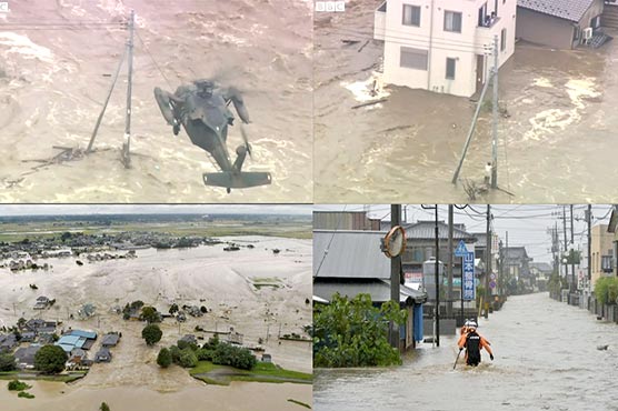 جاپان میں ریکارڈ بارشیں، دریائوں میں طغیانی، عوام گھروں میں پھنس گئے