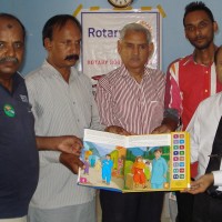 Mumtaz Baig Speaking Presented Polio Awareness Rotary Boxes