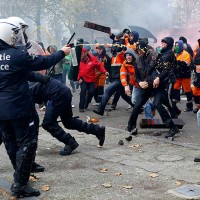 Brussels Protesters and Police Clash