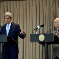 John Kerry and Sartaj Aziz