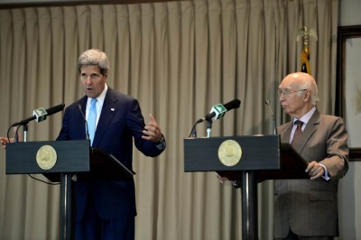 John Kerry and Sartaj Aziz