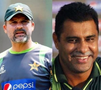 Moin Khan and Waqar Younis