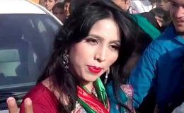 پشاور میں تحریک انصاف کے جلسے میں آئی خاتون ماڈل کو کھلاڑیوں نے گھیرلیا