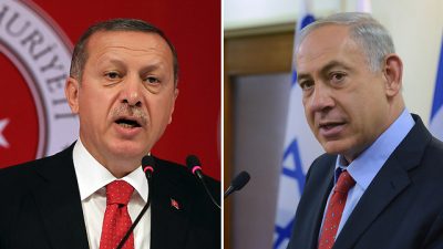 Benjamin Netanyahu and Recep Tayyip Erdogan