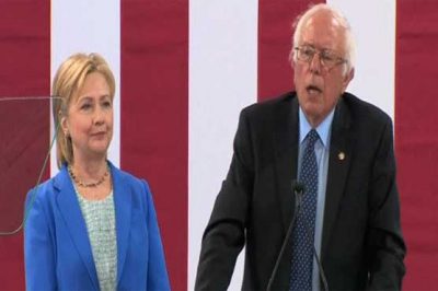 Hillary Clinton with Bernie Sanders