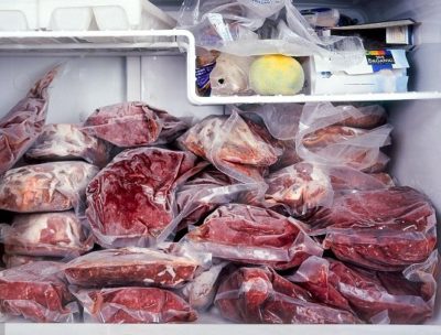 Fridge filled with meat