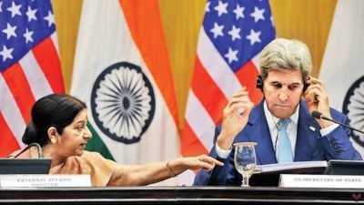 John Kerry and Sushma Swaraj