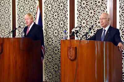 British Foreign Minister and Sartaj Aziz