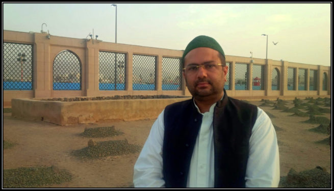 Dr Ali Abbas Shah at the holy grave of Hazrat Abu Saeed Khudri and Shohada e Harrah in Madinah