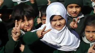 Mahnoor with School Children