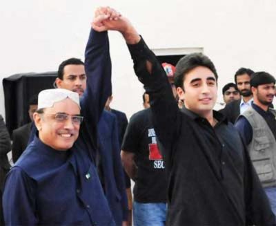 Asif Ali Zardari and Bilawal Bhutto 