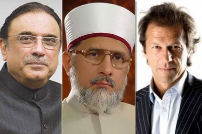 Imran Khan and Tahir-ul-Qadri, Asif Zardari