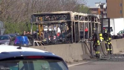 Italy Bus Burning