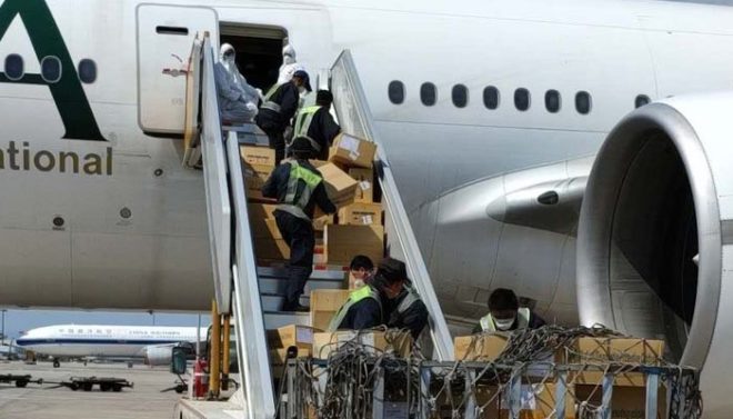 چین سے کورونا کا 18 ٹن حفاظتی سامان اسلام آباد پہنچ گیا